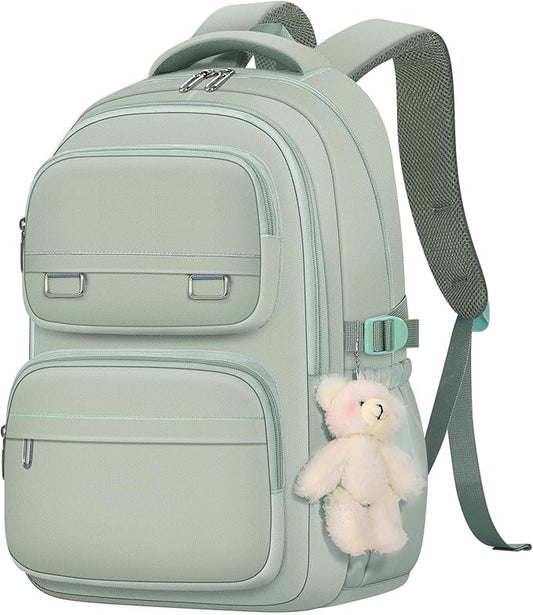 KBTYE School Backpack for Kids Girls Cute Travel Backapck for College Women Men Casual Laptop Bookbag for Teen Student(Green)
