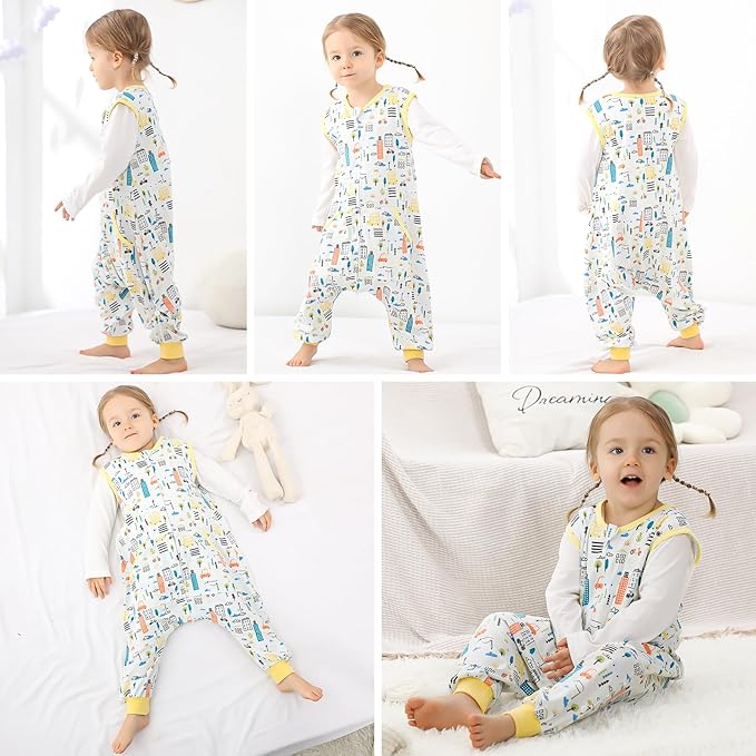 WONDAY Toddler Sleep Sack with Feet, 0.5 Tog Sleeping Sacks for Walking with Legs 12-18 Months 5T 7T