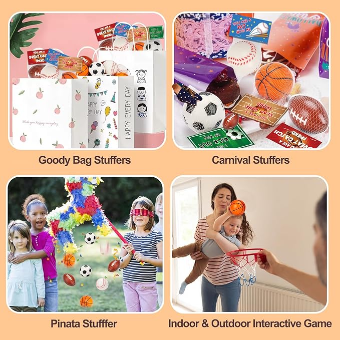 Thremhoo 16 PCS Stress Balls Party Favor for Kids 8-12 Goodie Bag Stuffers Classroom Prizes for Kids Pinata Fillers Boys Birthday Party Gifts Sport Foam Bouncy Balls Toddler 4-8 Bulk Small Toys