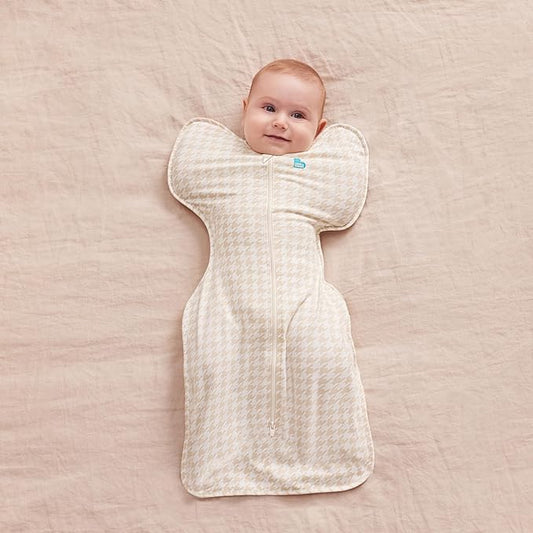 Love to Dream Swaddle UP, Baby Sleep Sack, Self-Soothing Swaddles for Newborns, Get Longer Sleep, Snug Fit Helps Calm Startle Reflex, Newborn Essentials for Baby, 1.0 TOG, 5-8.5 lbs, Tan Houndstooth