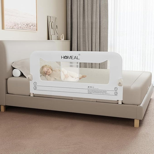 HOMEAL Bed Rail for Toddlers, 47in Foldable Toddler Bed Rails with U-Shape Base, Baby Bed Rail Guard for Twin, Full, Queen, King Beds, Bed Rail for Baby, Bed Guard Rail for Toddlers, White