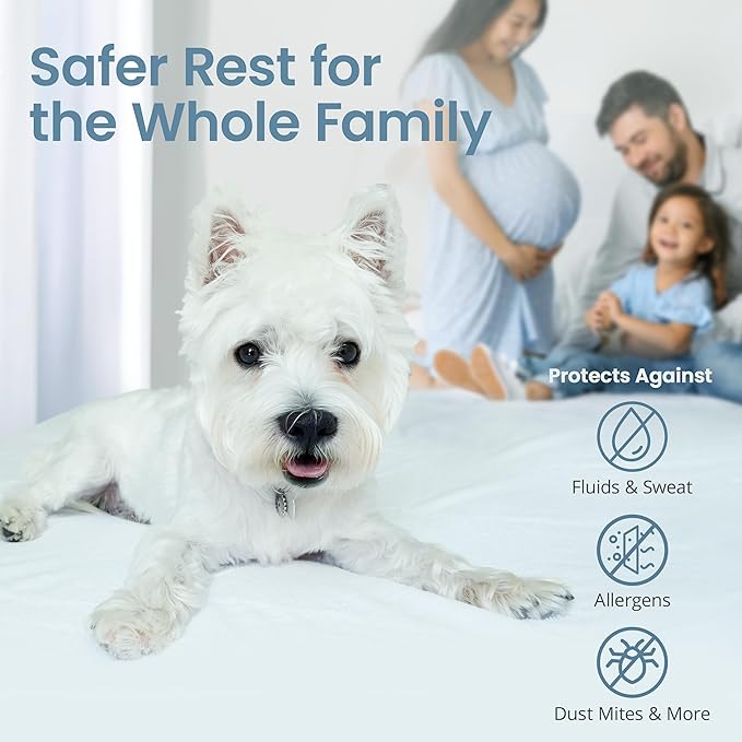 SafeRest Waterproof Twin Size Mattress Protector - Fitted with Stretchable Pockets - Machine Washable Cotton Blend Mattress Cover for Bed