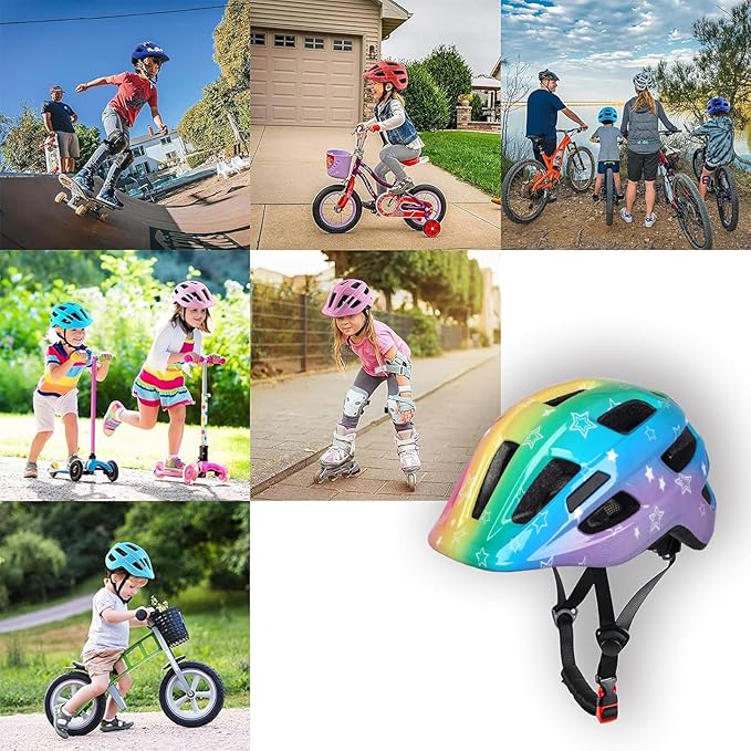 Kids Bike Helmet for Ages 1-8 Years, Adjustable Toddler Boys and Girls Helmets, Lightweight Child Infant Bicycle Cycling Scooter Sports Helmet 48-54cm