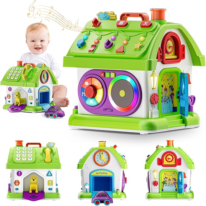 Montessori Toy for 1 Year Old Girl Boy Gifts, Musical Baby Toy 9-12-18 Month, Bilingual Educational Toddler Toy Age 1-2, First Birthday Gift for 1 Year Old Girl Boy (Green)