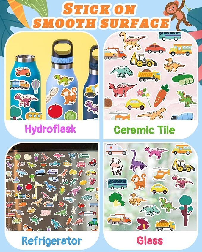 Benresive Reusable Sticker Books for Toddlers, 3 Sets Travel Stickers for Kids, Toddler Sticker Book, Crafts Activities for Toddlers, 3 and Up Birthday Gifts Travel Toys