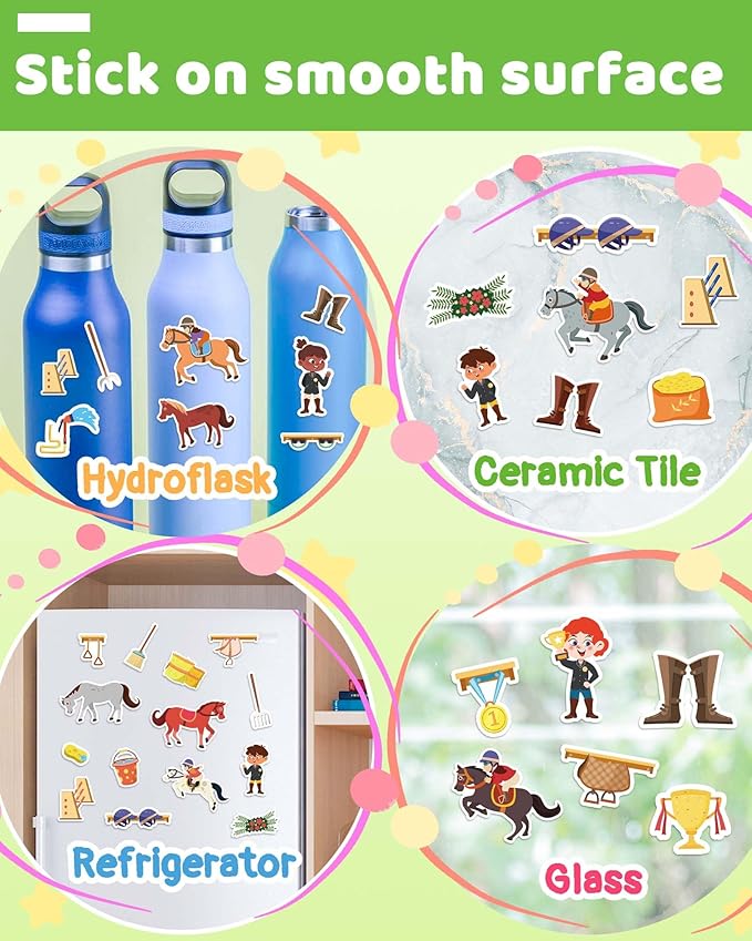Benresive Reusable Sticker Books for Toddlers, Fun Travel Stickers for Kids, Toddler Sticker Book, Crafts Activities for Toddlers, 3 and Up Birthady Gifts - Riding