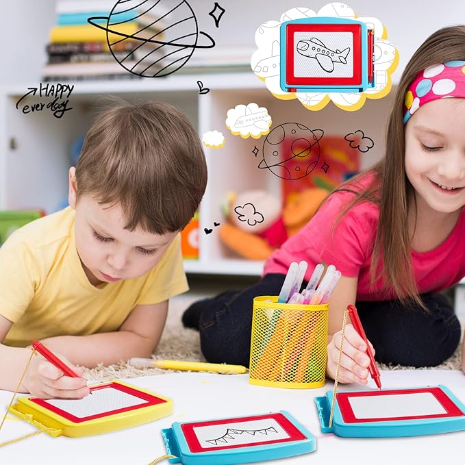 Tinlade 48 Pack Mini Magnetic Drawing Board for Kids, Small Erasable Doodle Sketch, Drawing Pad Bulk Gifts for Boy Girl Birthday Party Favor Classroom Prize Goodie Bag Stuffers (Classic Color,Cute)