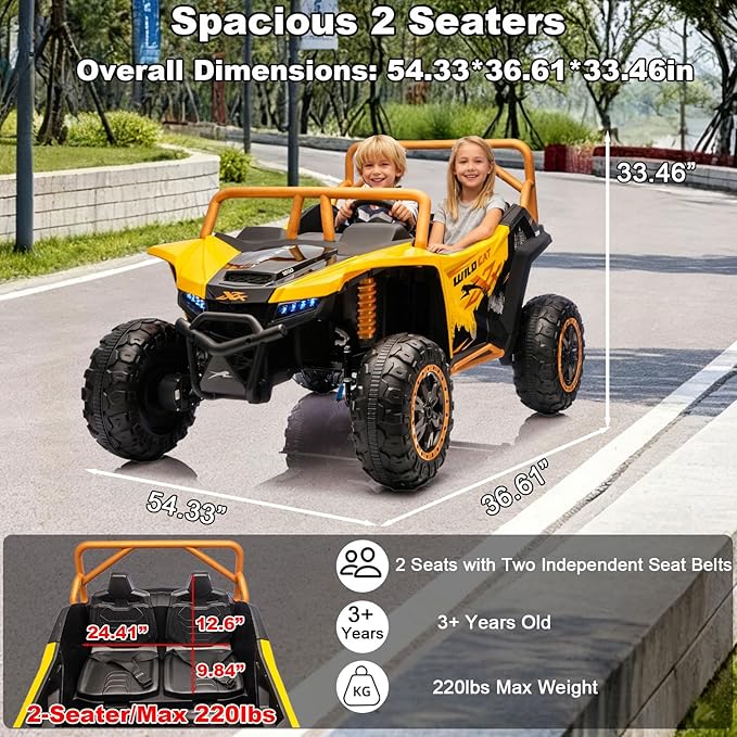 24V 4WD Kids Electric Car XXXL, 2-Seater Licensed Arctic Cat Kids Ride on UTV with Parent Remote Control, Bluetooth Music, LED Lights for Boys & Girls