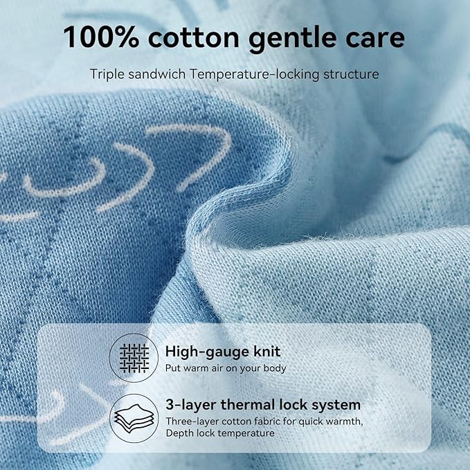 Baby Sleep Sack 12-18 Months 1.5 Tog Baby Wearable Blanket 100% Cotton Fabric Warm Sleeping sack with 2-Way Zipper Quilted for Toddler Infant Tog Blue Duck
