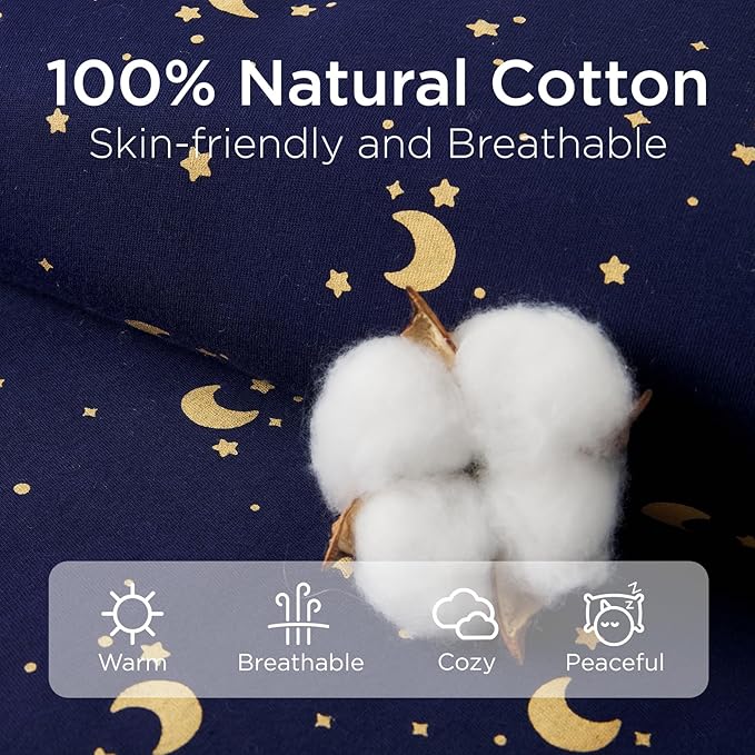 Duomiaomiao 2.5 TOG Toddler Sleep Sack 12-24 Months 100% Cotton Winter Side Open Zipper Baby Sleep Sack with Feet, Warm Toddler Wearable Blanket
