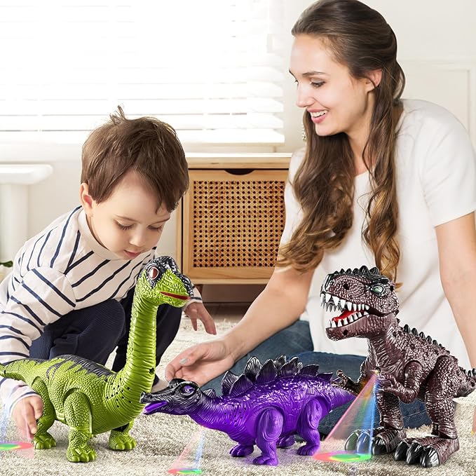 Dinosaur Toys for Kids 3 4 5 6 7 8 Years Old - Electronic Walking Dinosaur Figures for Boys 4-7 5-7, Toddler Boys Toys Set for Kids 3-5 with Sound Light, Birthday Gifts