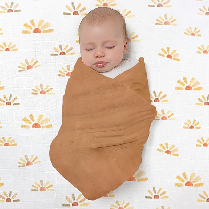 SwaddleDesigns Softest Cotton Muslin Fitted Crib Sheet, Toddler Sheet for Boys & Girls, Fits Standard Crib Mattress (28 x 52 inches), Watercolor Sunny Days