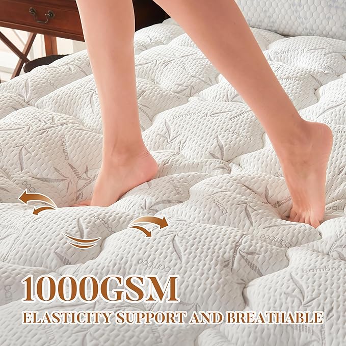 100% Waterproof Twin Size Mattress Topper,Thick Pillow Top Mattress Pad,Up to 21 Inch Deep Pocket,Soft Breathable Mattress Pad for Back Pain, Protector Cover(White)