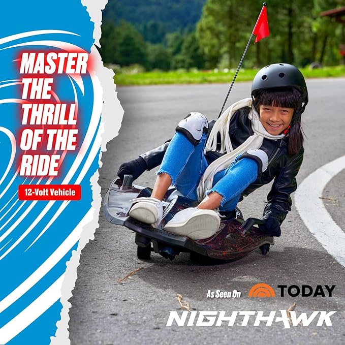 Rollplay Nighthawk Electric Ride On Toy for Ages 6 & Up with 12V 7AH Rechargeable Battery, Side Handlebars for Steering, Tall Rear Safety Flag, and a Top Speed of 6.5 MPH, White