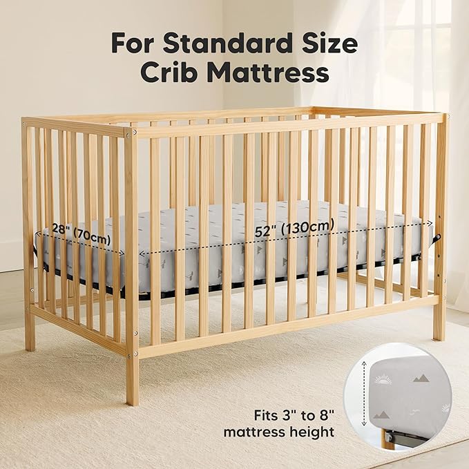 2-Pack Waterproof Crib Sheets for Girl, Boy - Organic Cotton 52X28 Fitted Crib Sheets Neutral, Crib Mattress Protector Sheets, Soft Toddler Bed Sheets,Washable Infant Fitted Baby Crib Sheets (Foxtrot)