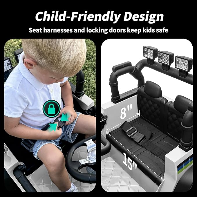 24V Kids Ride on Toy, Kids Electric Vehicles Car Ride on Car Truck for Toddlers 3-5 with Remote Control, 2x200W Motor - Snow White