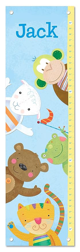 Personalized Growth Chart for Kids, Zoo Animals, Blue - I See Me!