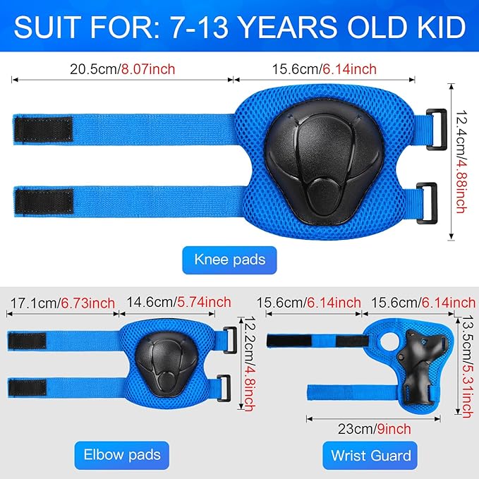 Kids Protective Gear Set Knee Pads for Kids 3-14 Years Toddler Knee and Elbow Pads with Wrist Guards 3 in 1 for Skating Cycling Bike Rollerblading Scooter