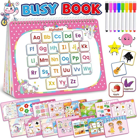 Benresive Montessori Busy Book for Toddlers 3-5, Preschool Learning Activities, Tracing Activity Coloring Books for Kids Ages 3-5, Educational Toys Gifts, Autism Sensory Travel Toys for Toddlers