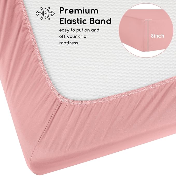 Yoofoss Baby Crib Sheets for Boys Girls, Fitted Crib Sheet 2 Pack for Standard Crib and Toddler Mattress, Super Soft Microfiber Baby Sheet 28x52x8in Pink + Butterflies