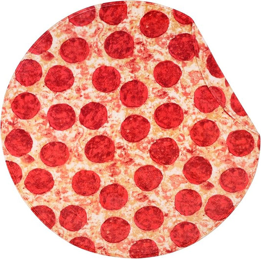 SeaRoomy Pizzas Blanket, Wrap Throw Food Blanket, Novelty Funny Flannel Round Blankets Funny Gifts for Teens Boys and Girls