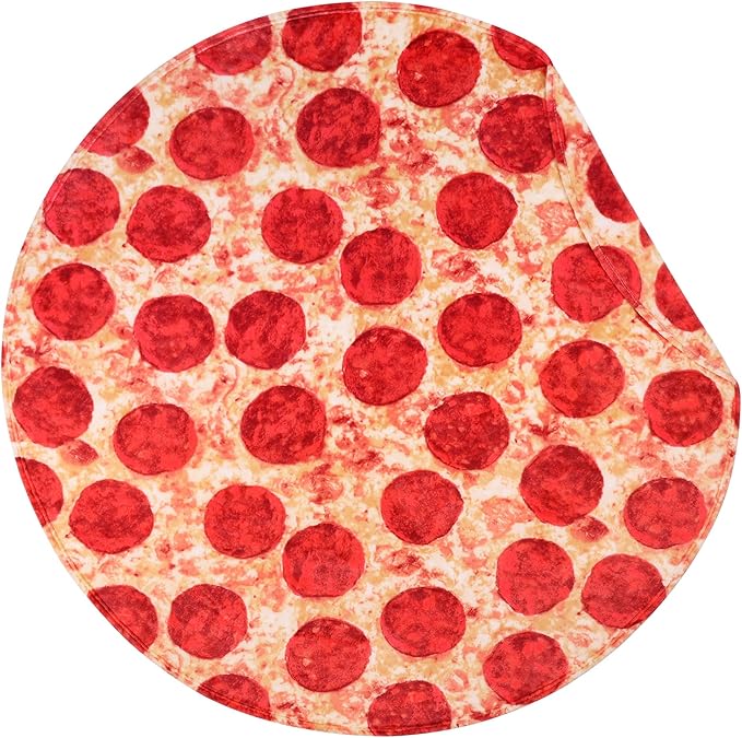 SeaRoomy Pizzas Blanket, Wrap Throw Food Blanket, Novelty Funny Flannel Round Blankets Funny Gifts for Teens Boys and Girls