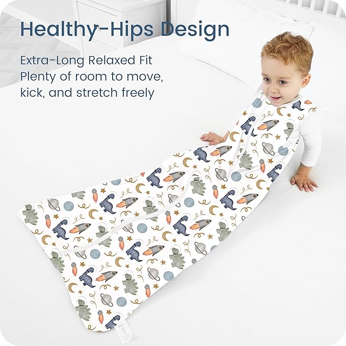 Toddler Sleep Sacks 2T-3T-4T, 0.5 TOG Light Summer Wearable Blankets, Extra Long XL Sleeping Bags, 2 Pack