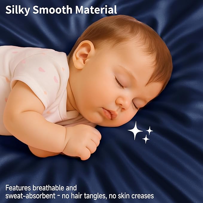 Satin Bassinet Sheet, Great for Baby Hair, Soft Silk Feeling Sheet for Rectangle Cradle Bassinet Mattress Pad, for Boys Gift Newborn and Infant(Navy)