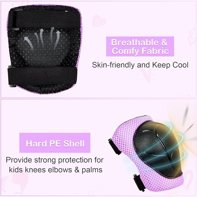 Kids Helmet, Bike Helmets for Kids 8-14 with Knee Pads and Elbow Pads Wrist Guards, Adjustable Youth Girls Bike Helmet with DIY Cat Ears Skateboard Helmet for Scooter Skating Cycling