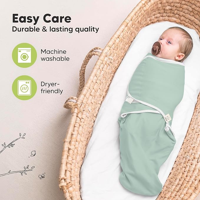KeaBabies 3-Pack Organic Baby Swaddle Sleep Sacks - Swaddles for Newborns, Infant 0-3 Months, Baby Girls, Boys, Soft & Snug Newborn Sleep Sack, Nursery Swaddling Blankets (Ripple)