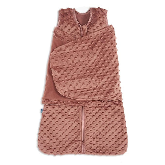 HALO Sleepsack Swaddle, 3-Way Adjustable Swaddle Blanket, TOG 3.0, Velboa, Cedar Plush Dots, Newborn, 0-3 Months