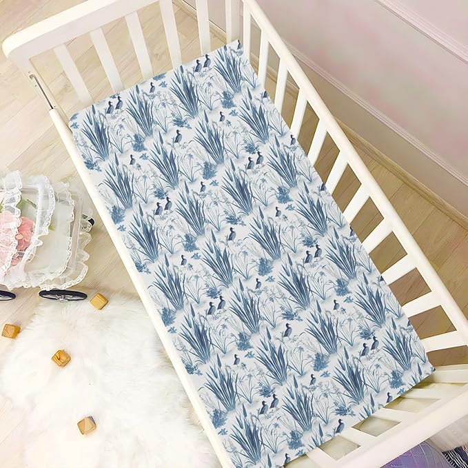 Fitted Crib Sheets for Baby Boys or Girls Soft Breathable Baby Play Yard Sheet for Standard Size Crib Mattress 52x28in Bulrushes and Wild Ducks