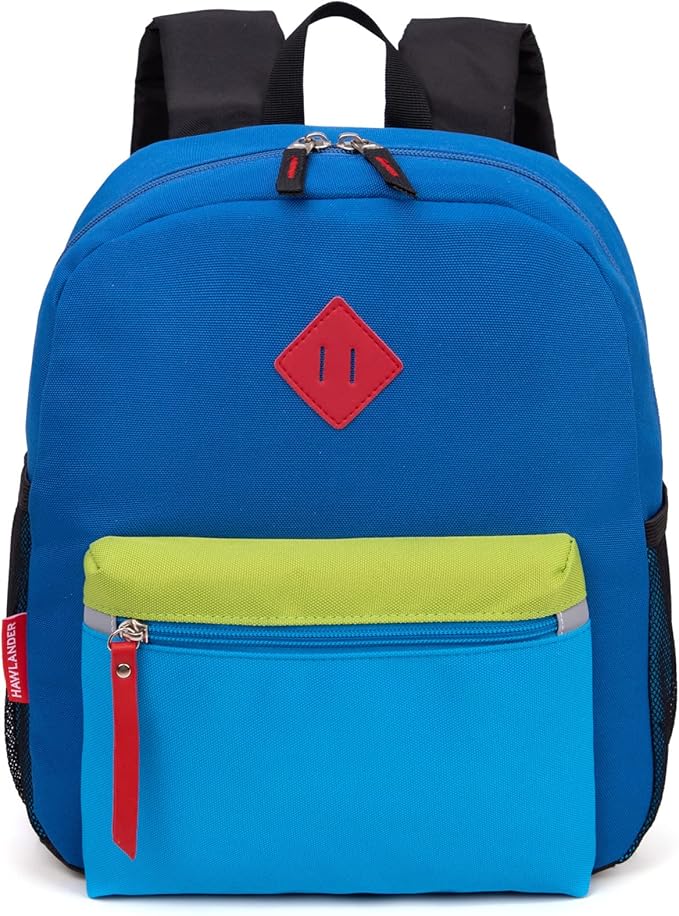 HawLander Little Kids Backpack for Boys or Girls, Toddler School Bag Fits 3 to 6 years old, Blue 02, 12 Inch