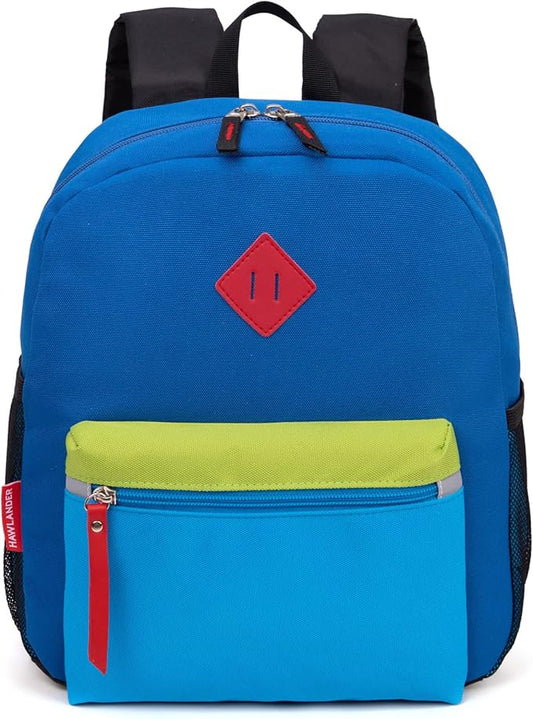 HawLander Little Kids Backpack for Boys or Girls, Toddler School Bag Fits 3 to 6 years old, Blue 02, 12 Inch