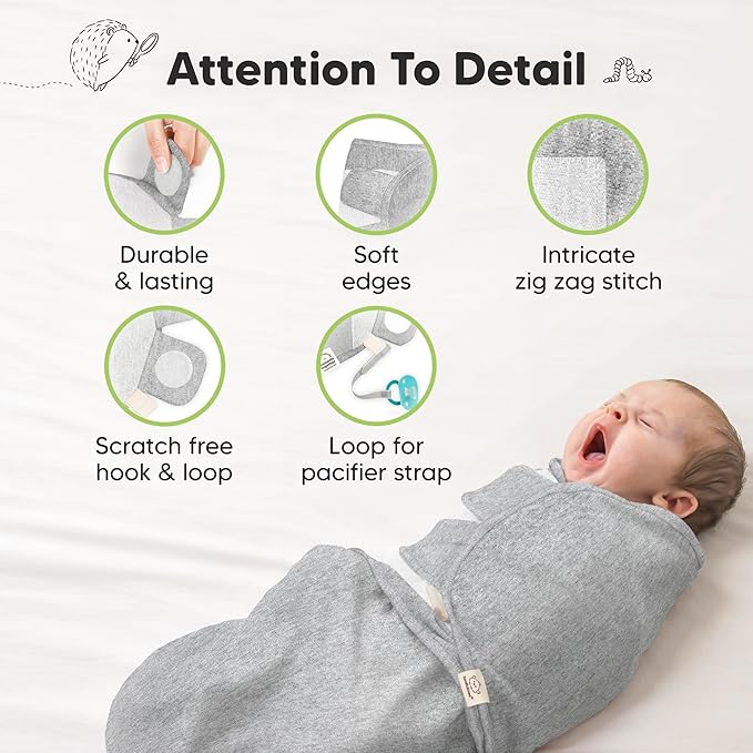 KeaBabies 3-Pack Organic Baby Swaddle Sleep Sacks - Swaddles for Newborns, Infant 3-6 Months, Baby Girls, Boys, Soft & Snug Newborn Sleep Sack, Nursery Swaddling Blankets (Cloud, L)