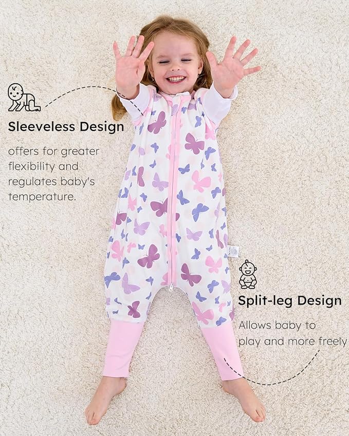 Yoofoss Toddler Sleep Sack With Feet 3-4T 100% Organic Cotton Baby Sleep Sack with Legs Toddler Wearable Blanket with 2-Way Zipper