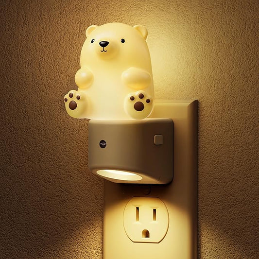 L LOHAS LED Night Light for Kids, 3D Bear Night Light Plug in, Dusk to Dawn Nursery Night Lights, RGB+Soft White 3000K, 3 Lighting Modes, Room Decor, Children