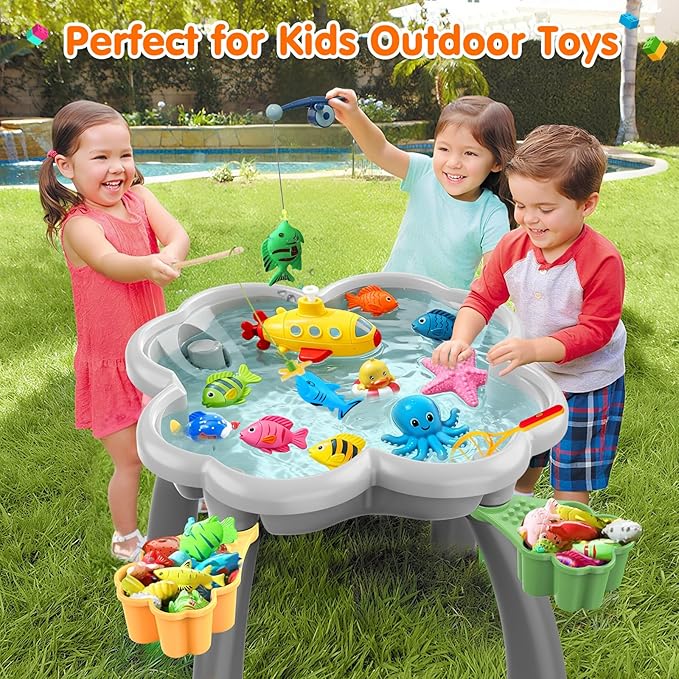 OCATO Kids Toddler Table and Chair Set: Sensory Activity Tables with Rabbit Chairs and Large Marble Run Building Blocks Storage All in One Play Sand Water Table 3 4 5 6 Year Old Boy Girl Toys Gifts