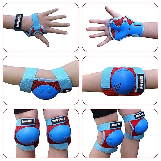 Kids/Youth Knee Pads Elbow Pads Wrist Guards 3 in1Protective Set, for 3-15 Years Child Roller Skates, Cycling, Inline Skating, Skateboard, BMX Bike, Balance Bike, Scooter Riding Sports