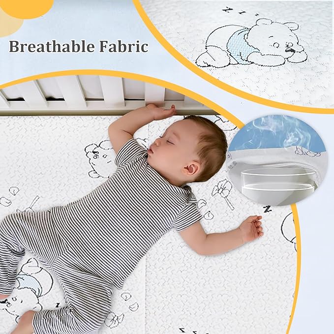 Pack and Play Mattress Pad, 38"x 26" Dual-Sided Trifold Baby Mattress for Pack N Play with Breathable Washable Cover, Portable Memory Foam Pack N Play Mattresses Topper with Travel Carry Bag