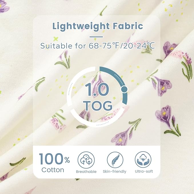 ZIGJOY Baby Transitional Swaddles for Newborns: 0.5 Tog Arms Up Sleep Sack 3-6-12 Months Soft Cotton Shark Fin 2 Way Zipper