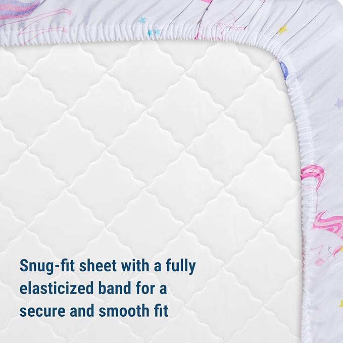 Wildkin Kids 100% Microfiber Crib Sheet – Soft, Breathable Fitted Sheet - Unicorn