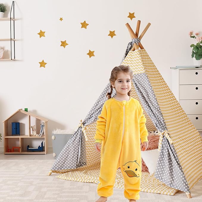MICHLEY Toddler Flannel Sleeping Sack with Feet,Long Sleeve Baby Sleeping Bag 3-Way Zipper Super Warm Wearable Blankets