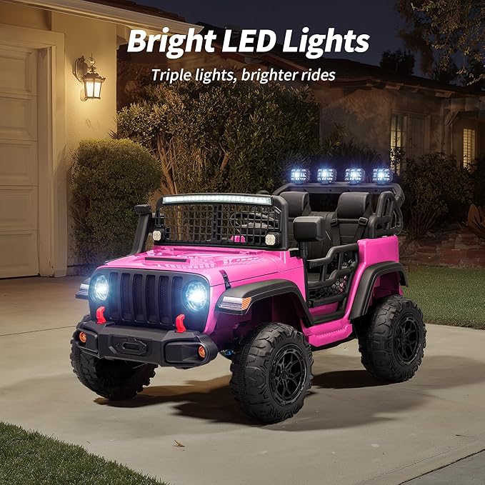 2 Seater Ride on Car Toy, 24V 4WD Electric Car for Kids 4-8 with Remote Control, 4x200W Motors, Capacity 110 lb - Pink