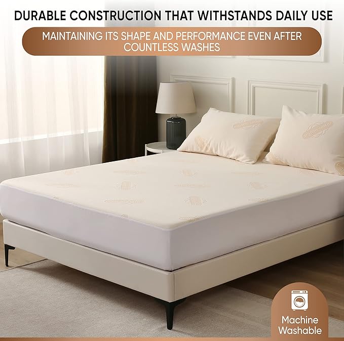 Deluxe Waterproof Organic Mattress Protector Twin XL - Certified Organic Cotton, Breathable Mattress Pad Cover - New 280 GSM Comfort - Jersey Cotton Skirt - Fitted Comfort