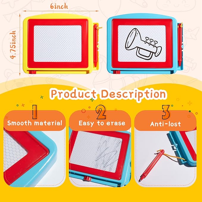 Tinlade 36 Pack Mini Magnetic Drawing Board for Kids, Small Erasable Doodle Sketch, Drawing Pad Bulk Gifts for Boy Girl Birthday Party Favor Classroom Prize Goodie Bag Stuffers (Classic Color,Cute)