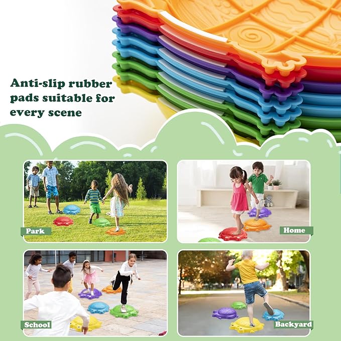 Stepping Stones for Kids Outdoor Toys for Toddlers 3-5 8 Pcs Frog Balance Step Stone Up to 265lbs Indoor Outdoor Toy for Kids Obstacle Course Sensory Toys for Toddler Ages 3-8 Gift for Boys Girls