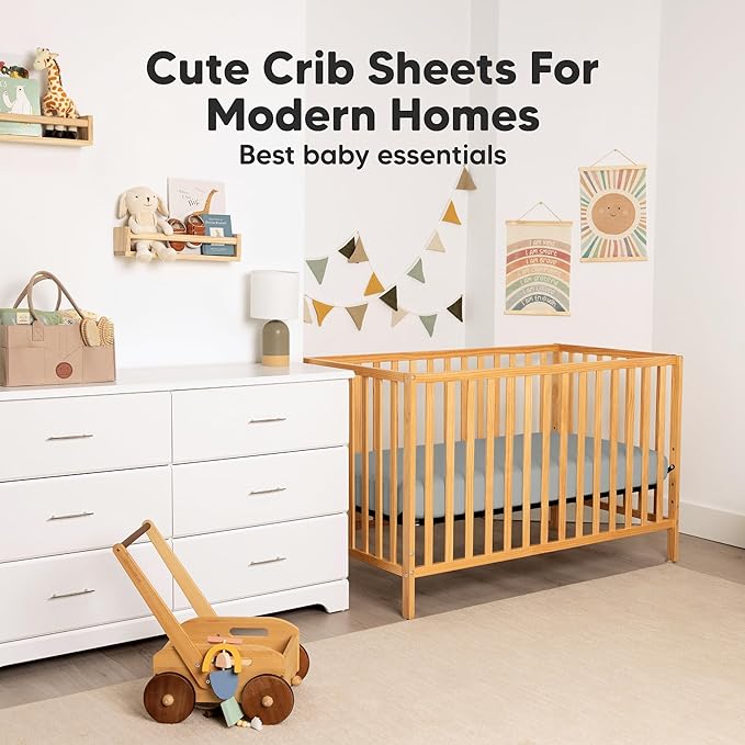 KeaBabies 2-Pack Organic Crib Sheets for Boys, Girls - 52x28 Fitted Crib Mattress Sheet Neutral, Breathable Jersey Cotton Cover for Baby Bed, Toddler Mattress, Soft & Cute Prints (Toasty)