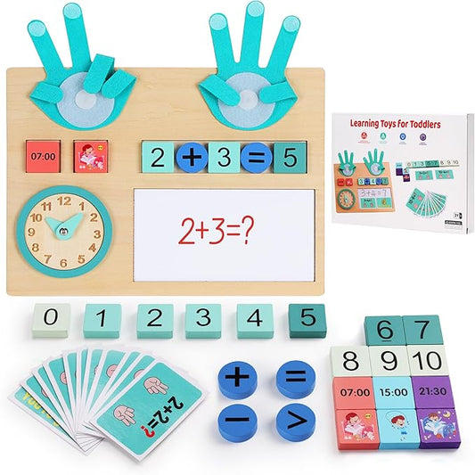 Preschool Learning Toys for Kids 3-5 Years Old, Wooden Montessori Toys, Educational Math Manipulatives Number Counting Blocks for Boys Girls Birthday Gifts