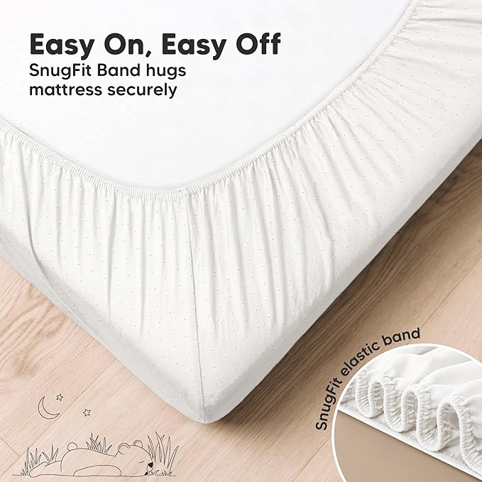 KeaBabies 2-Pack Fitted Crib Sheets for Boys, Girls, Baby - Soft Bamboo Viscose Cotton, 52x28 Standard Crib Mattress Sheets, Toddler Bed Mattress Cover, Gender Neutral, Breathable,Durable (Soft White)